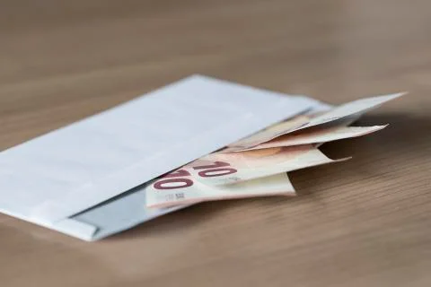 Euro Notes in an envelope Stock Photos