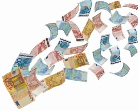 Euro notes flying away Stock Photos