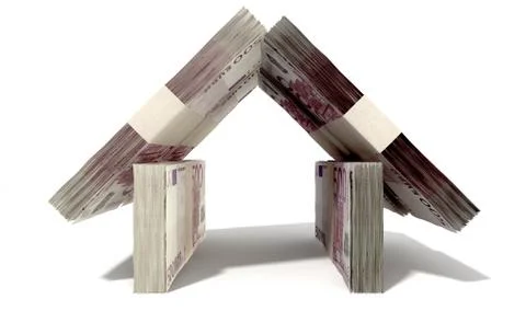 Euro notes house front イラスト素材