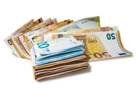 Euro notes over a white background Stock Illustration