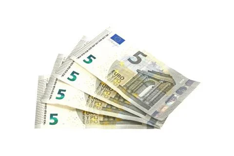 Euro notes on a plain white background. Stock Photos