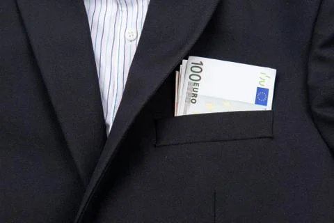 Euro notes in pocket Foto stock