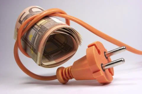Euro notes tied in a plug Stock Photos