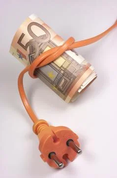 Euro notes tied in a plug Stock Photos
