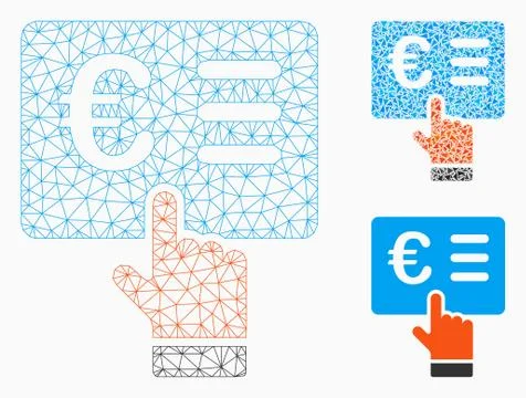 Euro Order Vector Mesh Carcass Model and Triangle Mosaic Icon Illustrazione stock