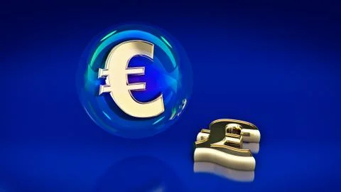 Euro pound symbol in bubble. 3d rendering Stock Illustration