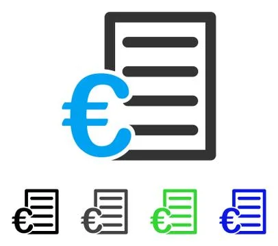 Euro Pricelist Flat Icon Stock Illustration