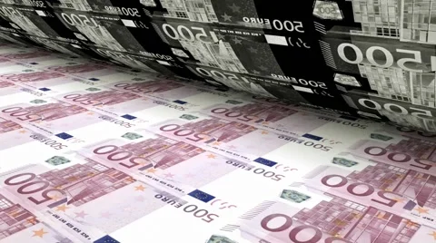 The Euro printing, printing machine, printing euros Stock Footage