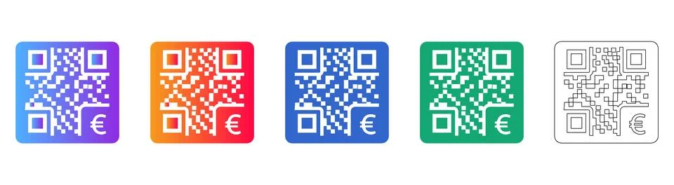 Euro QR Code Payment Icon Set Stock-Illustration