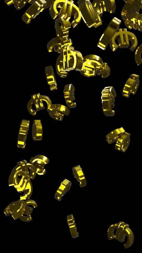 EURO RAIN WITH ALPHA CHANNEL VERTICAL Stock Footage 123680366