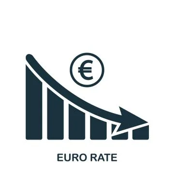 Euro Rate Decrease Graphic icon. Mobile app, printing, web site icon. Simple イラスト素材