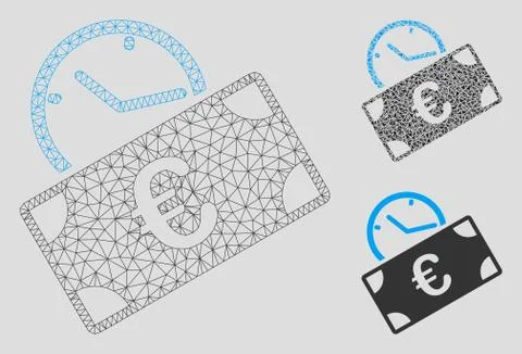Euro Recurring Payment Vector Mesh 2D Model and Triangle Mosaic Icon Illustrazione stock