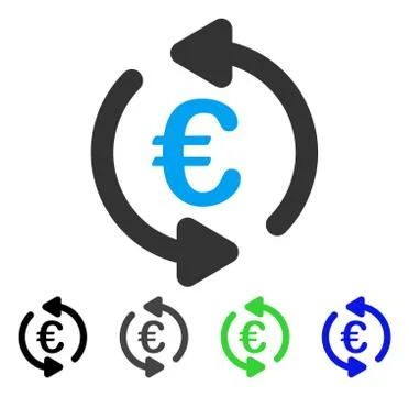 Euro Repeat Arrows Flat Icon Stock Illustration