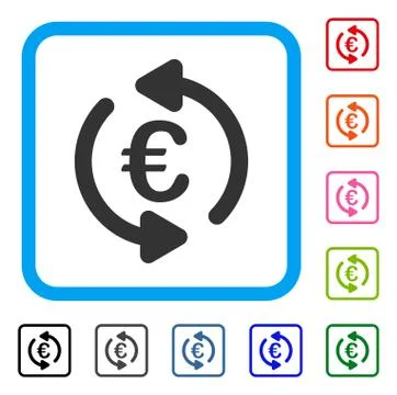 Euro Repeat Arrows Framed Icon Stock Illustration