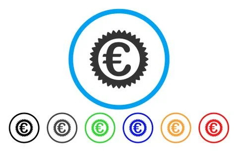 Euro Reward Stamp Rounded Vector Icon Stock Illustration