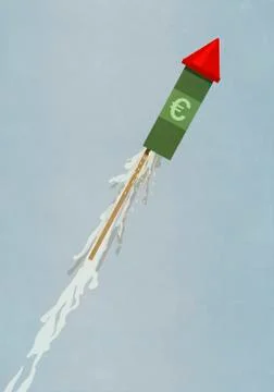Euro rocket ascending Stock Illustration