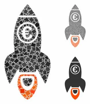 Euro rocket launch Composition Icon of Rugged Items Stockillustratie