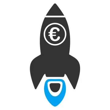 Euro Rocket Launch Flat Vector Icon Stock Illustration