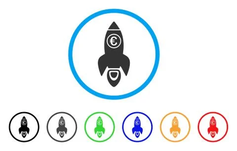 Euro Rocket Launch Rounded Icon Stock Illustration