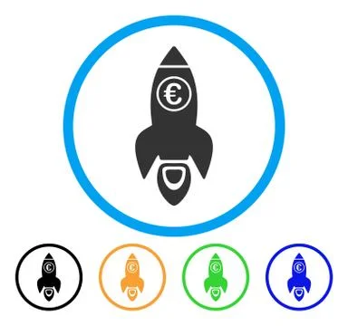 Euro Rocket Launch Rounded Icon Stock Illustration