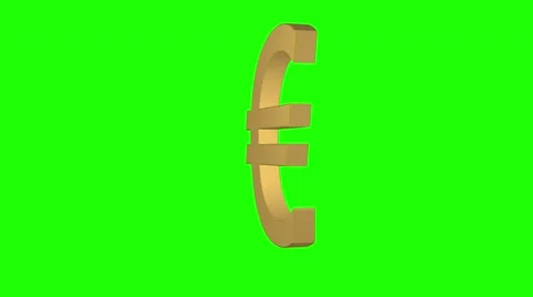 Euro rotating loop gold green screen EUR Stock Footage 57707481