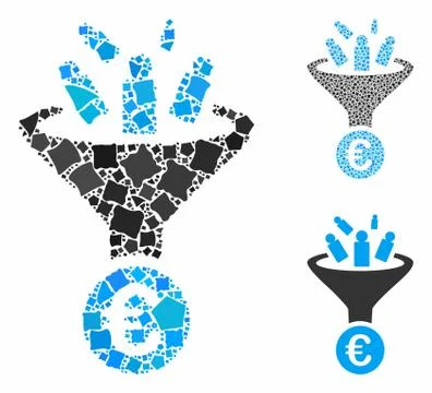 Euro sale conversion Composition Icon of Rugged Parts Stock Illustration
