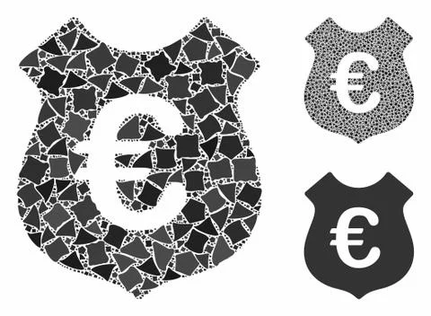 Euro security Composition Icon of Raggy Pieces 스톡 일러스트