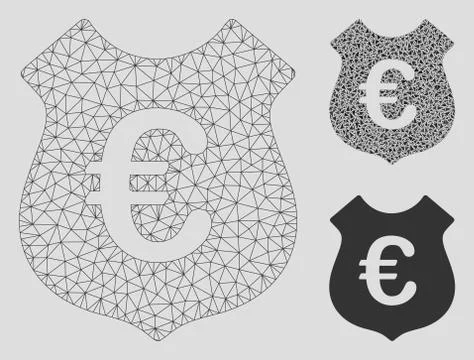 Euro Security Vector Mesh 2D Model and Triangle Mosaic Icon Stock Illustration