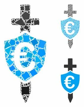 Euro shield Composition Icon of Tuberous Elements Stock Illustration