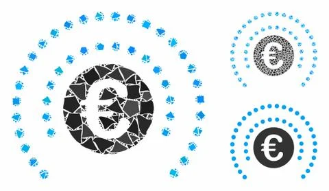 Euro shield sphere Composition Icon of Rugged Elements 库存插图