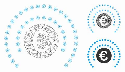 Euro Shield Sphere Vector Mesh Wire Frame Model and Triangle Mosaic Icon Stockillustratie