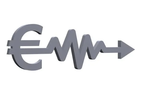 Euro sign with curve pointer - 3d illustration 库存插图