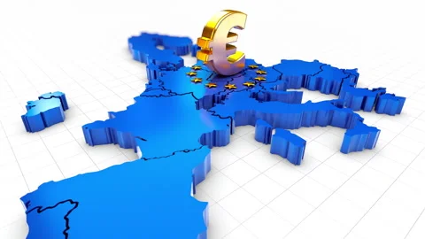 Euro sign on map EU Stock Footage 280109589