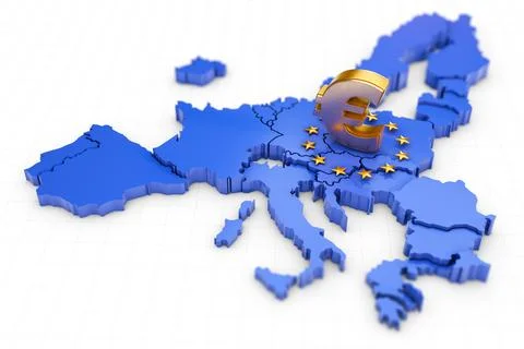 Euro sign on map EU Stock Illustration