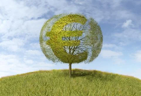 Euro sign on a tree Stock Illustration