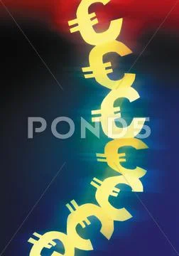 Euro signs cut out on a paper chain. Stock Illustration