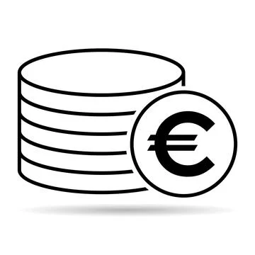 Euro stack shadow coin, flat icon money design, cash sign vector illustration Stock Illustration