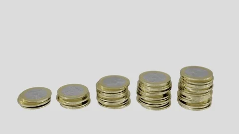 Euro stacks growing 3d render isolated Stock-Footage 81448120