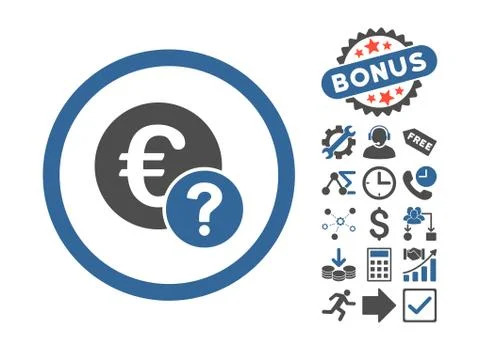 Euro Status Flat Vector Icon With Bonus Stock Illustration
