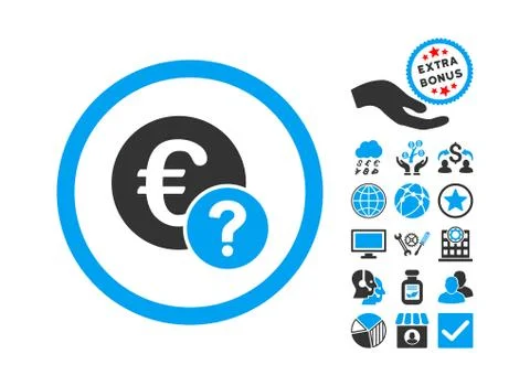 Euro Status Flat Vector Icon With Bonus Stock Illustration