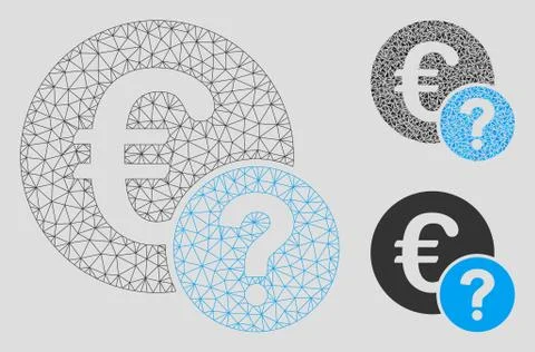 Euro Status Vector Mesh Network Model and Triangle Mosaic Icon Stock Illustration