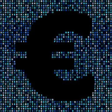 Euro symbol on blue hex code illustration Stock Illustration
