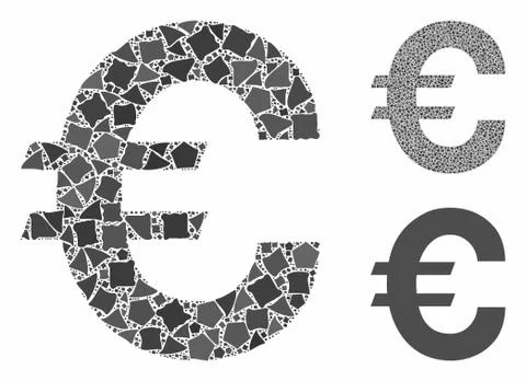Euro symbol Composition Icon of Bumpy Pieces Stock Illustration