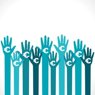 Euro symbol in hand background vector Stock Illustration