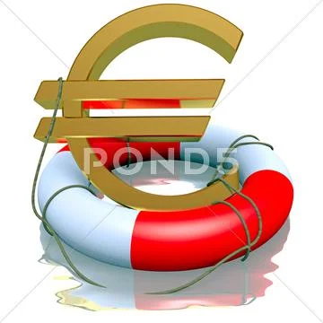 Euro symbol in life-buoy Stock Illustration