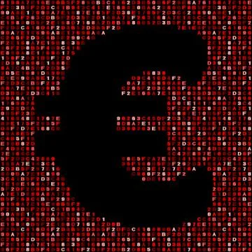Euro symbol on red hex code illustration Stock-Illustration
