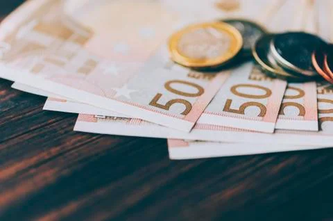 Euro On Table Stock Photos