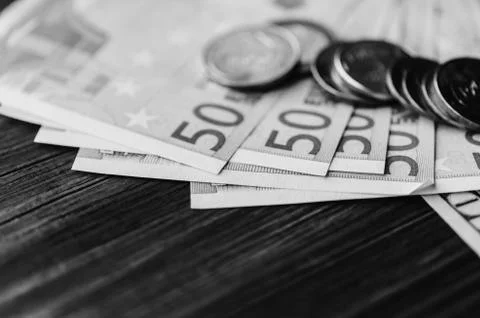 Euro On Table Stock Photos
