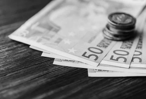 Euro On Table Stock Photos
