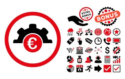 Euro Technology Flat Vector Icon with Bonus Stock Illustration
